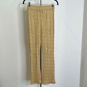 Free People Shimmer Gold Take Me Out Knit Pants